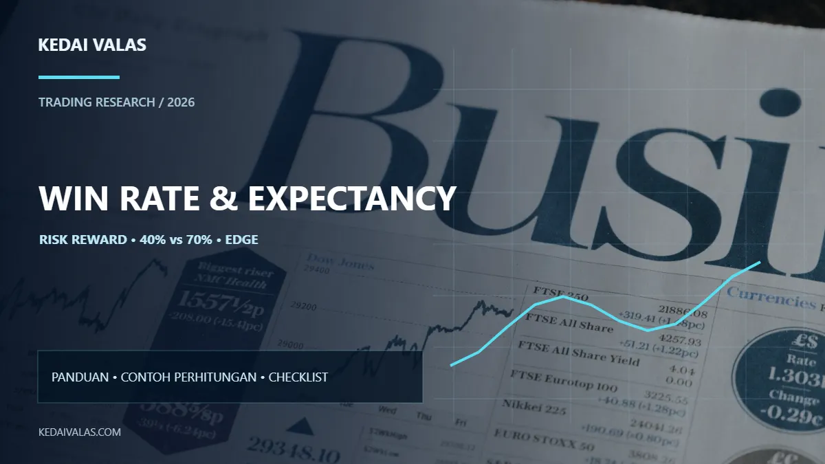 Trader profesional mengevaluasi grafik dan statistik win rate serta expectancy forex pada dashboard komputer