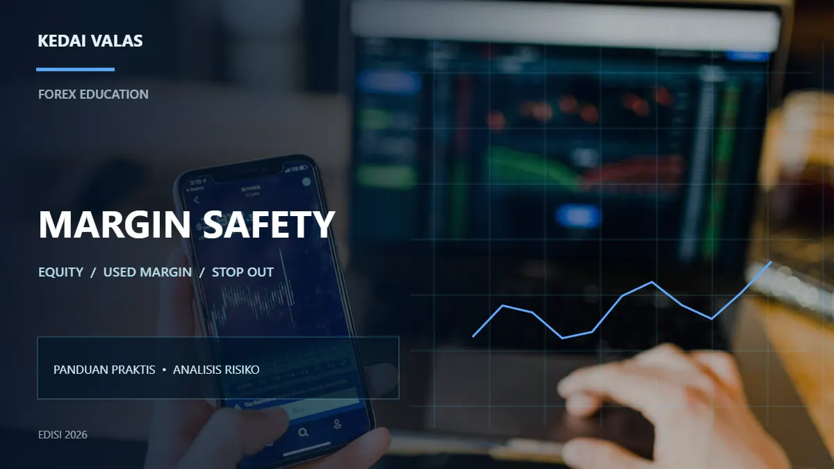 Dashboard trader menampilkan konsep margin level, equity, dan risiko stop out forex